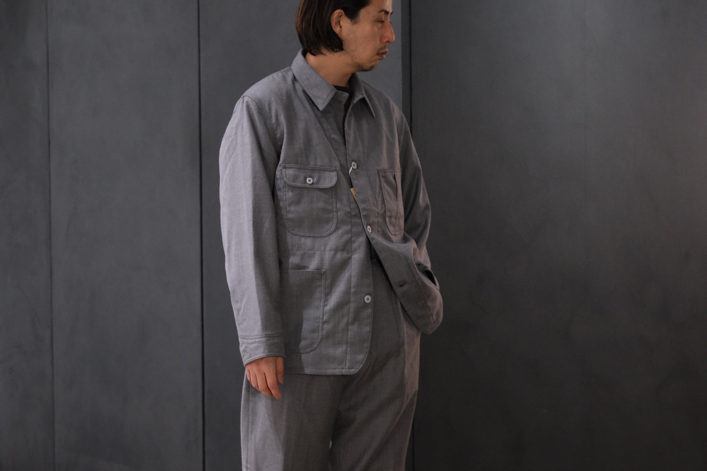 2026AW受注商品/COHERENCE/JACKSON/ROVER WOOL TWILL/GREY NAILHEAD