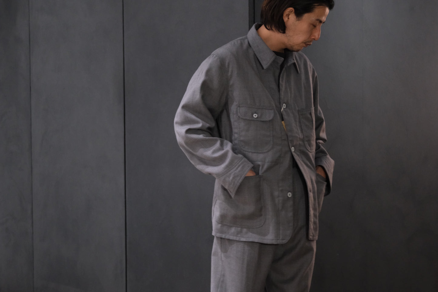 2026AW受注商品/COHERENCE/JACKSON/ROVER WOOL TWILL/GREY NAILHEAD