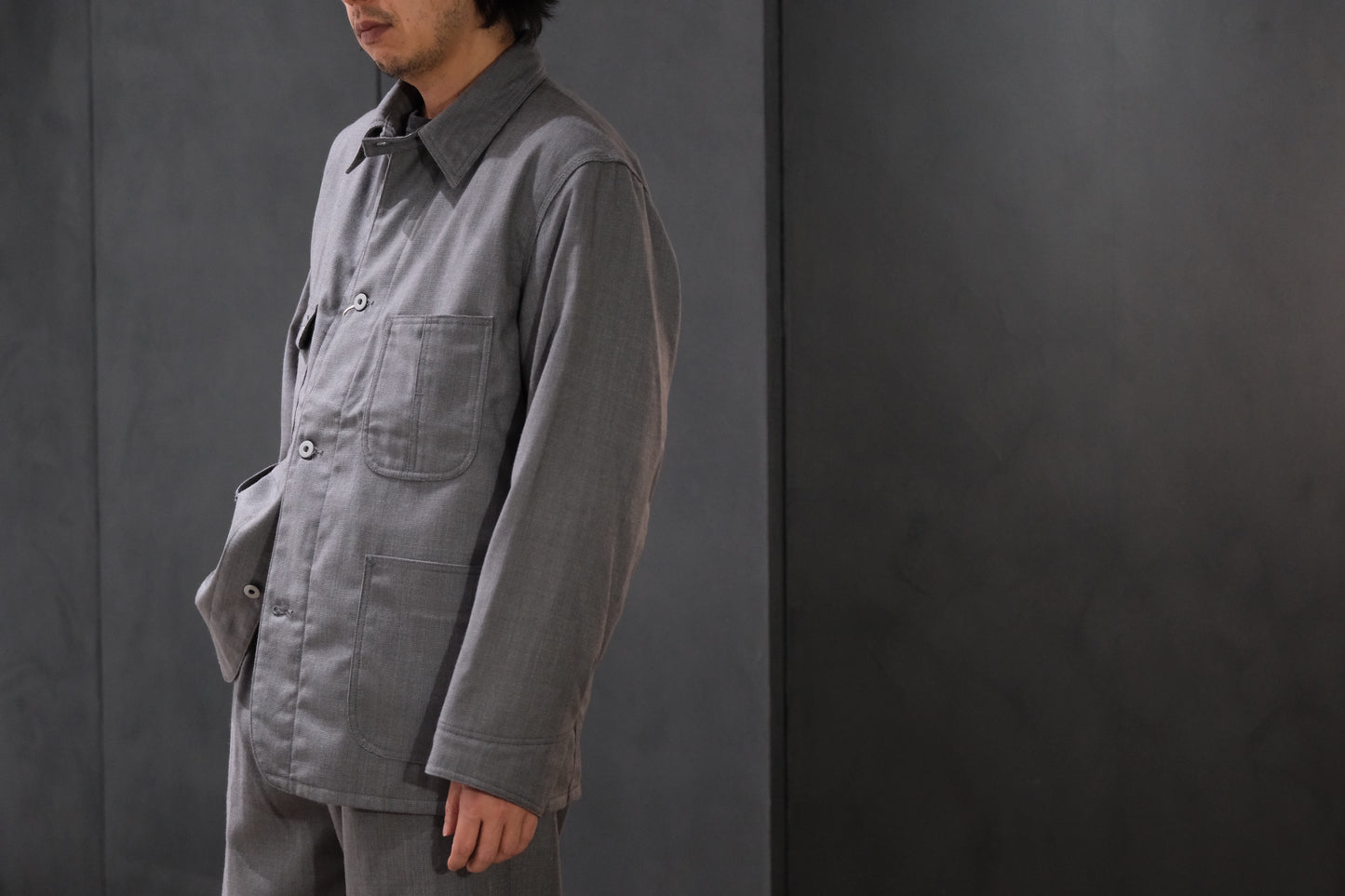 2026AW受注商品/COHERENCE/JACKSON/ROVER WOOL TWILL/GREY NAILHEAD