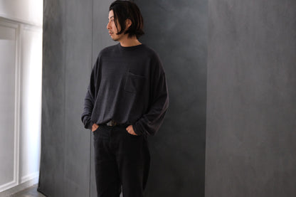 SANMONT　/  26s_SKA0103  Silk Knit Long Sleeve /  Chacoal