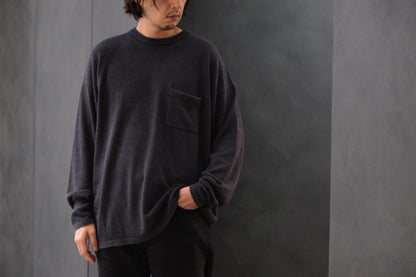 SANMONT　/  26s_SKA0103  Silk Knit Long Sleeve /  Chacoal