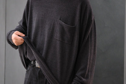 SANMONT　/  26s_SKA0103  Silk Knit Long Sleeve /  Chacoal