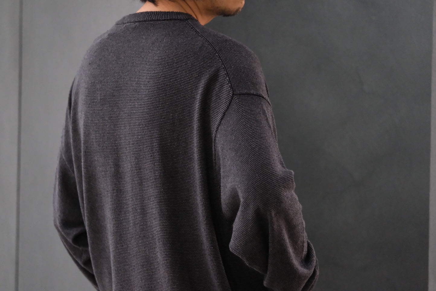 SANMONT　/  26s_SKA0103  Silk Knit Long Sleeve /  Chacoal