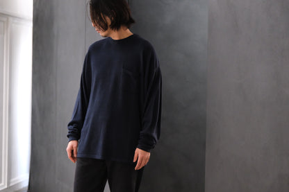 SANMONT　/  26s_SKA0103  Silk Knit Long Sleeve /  Navy