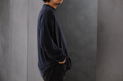 SANMONT　/  26s_SKA0103  Silk Knit Long Sleeve /  Navy