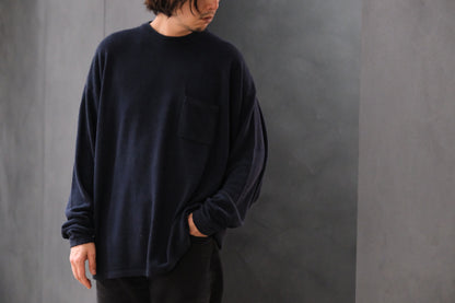 SANMONT　/  26s_SKA0103  Silk Knit Long Sleeve /  Navy