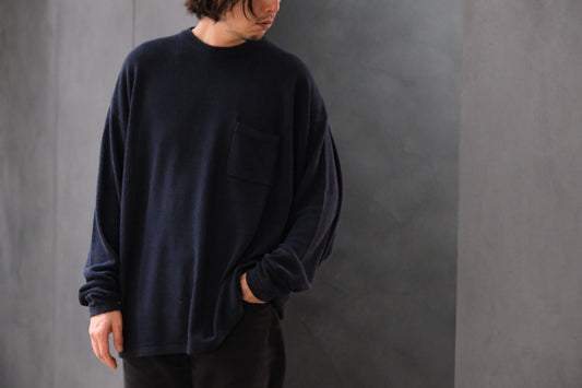 SANMONT　/  26s_SKA0103  Silk Knit Long Sleeve /  Navy