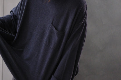 SANMONT　/  26s_SKA0103  Silk Knit Long Sleeve /  Navy