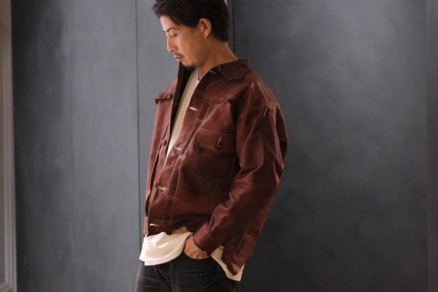 GOOD KARMA DEVELOPMENT / Leather Blouse “DAVE” / (T.Brown)