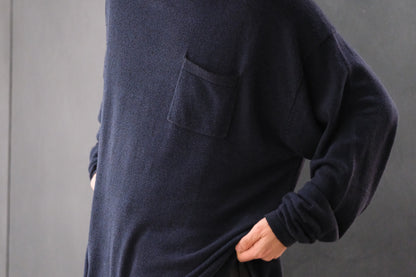 SANMONT　/  26s_SKA0103  Silk Knit Long Sleeve /  Navy