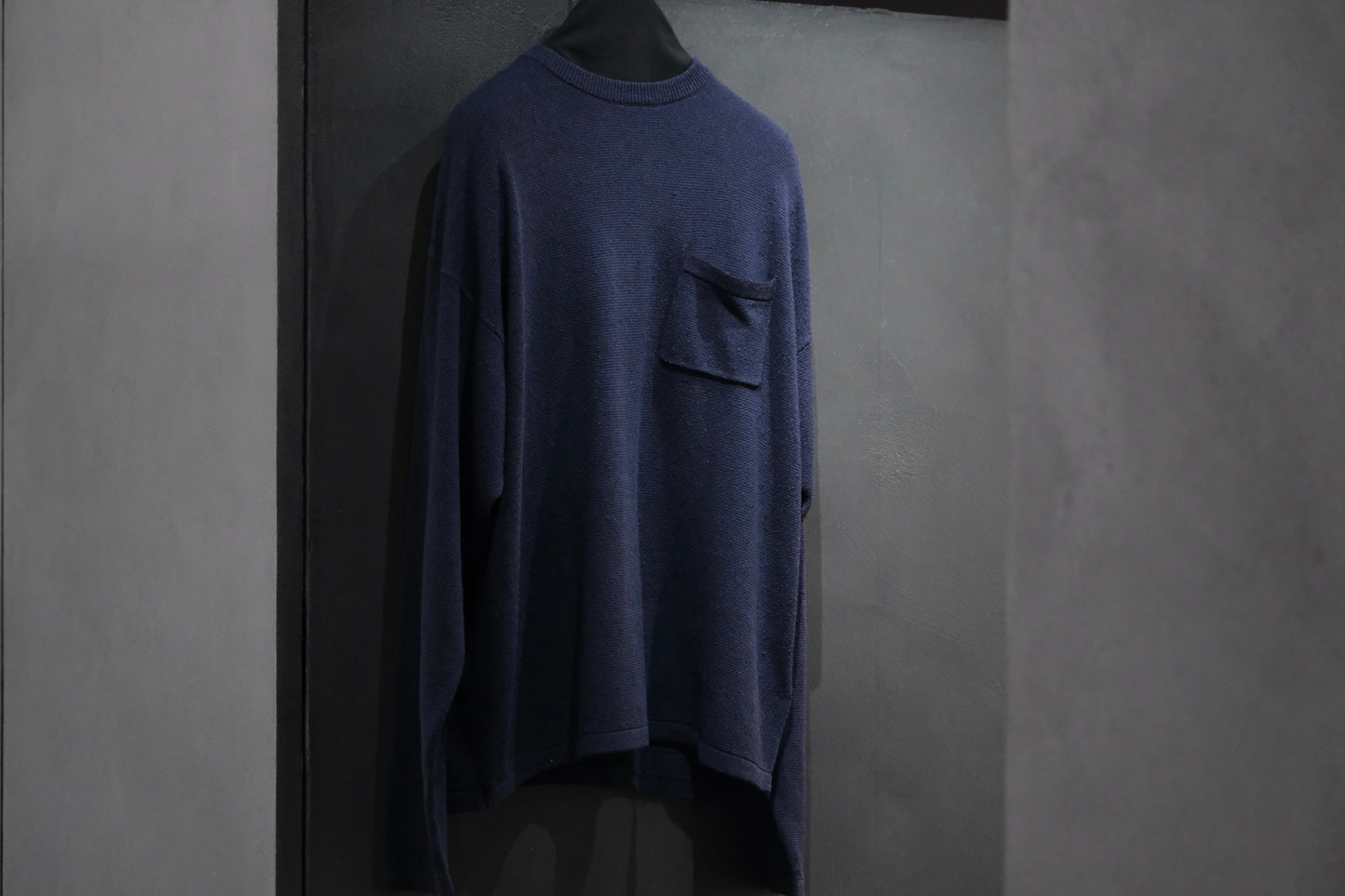 SANMONT　/  26s_SKA0103  Silk Knit Long Sleeve /  Navy