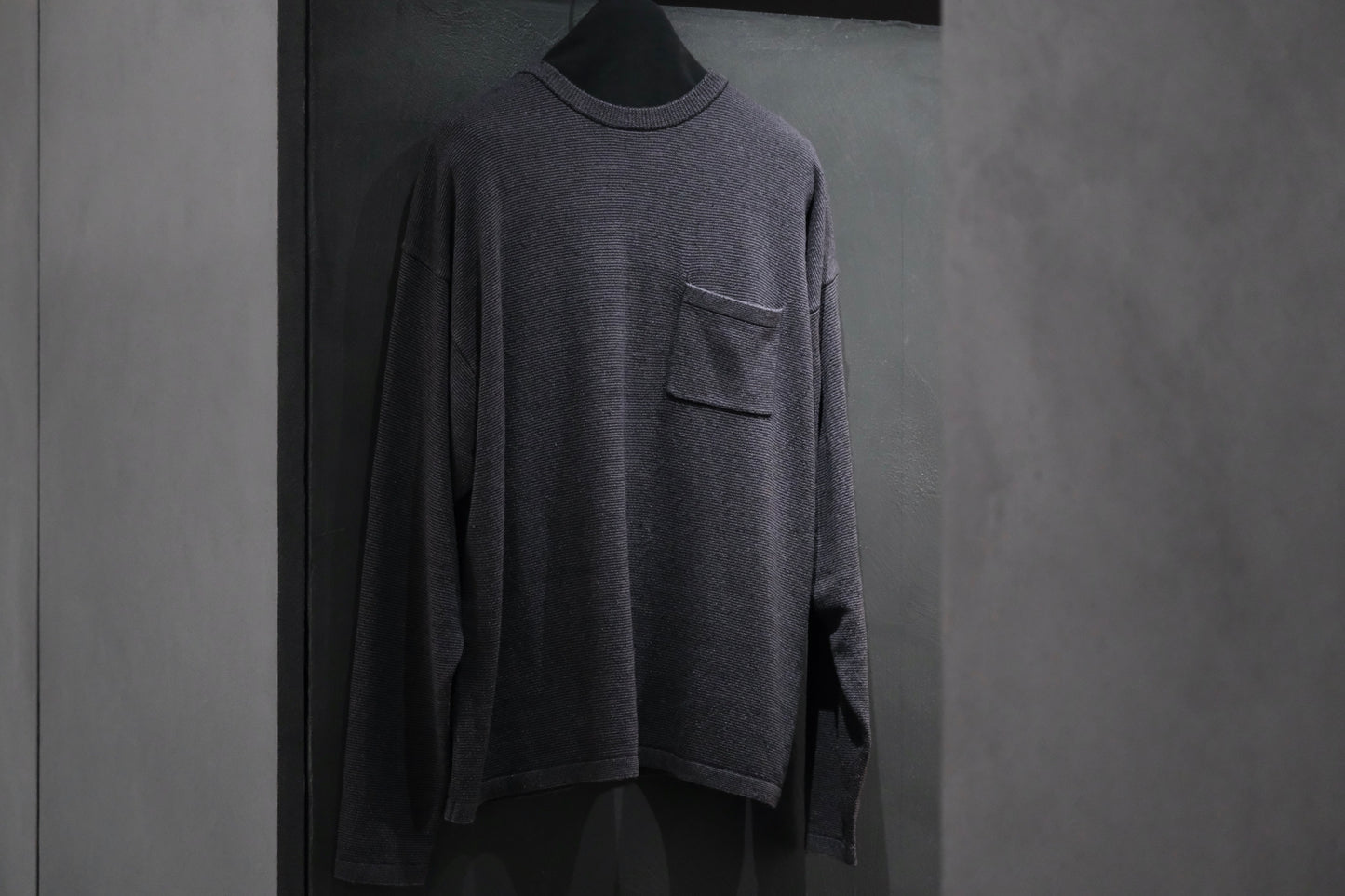 SANMONT　/  26s_SKA0103  Silk Knit Long Sleeve /  Chacoal