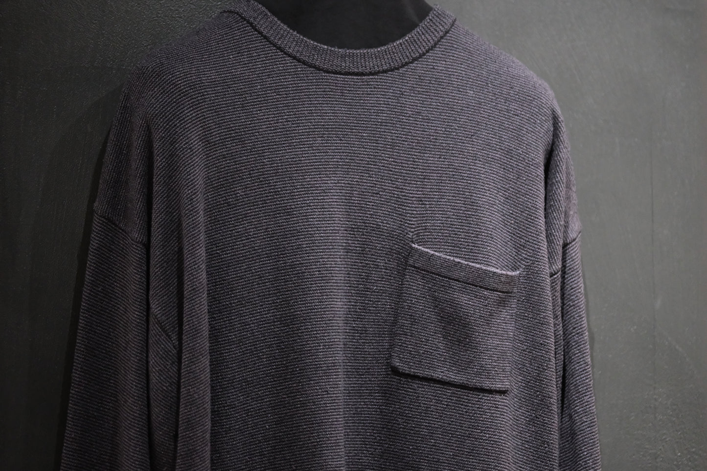 SANMONT　/  26s_SKA0103  Silk Knit Long Sleeve /  Chacoal