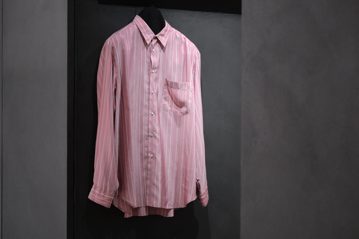 HEUGN/SHIRT137/ALF SILK Wine stripe