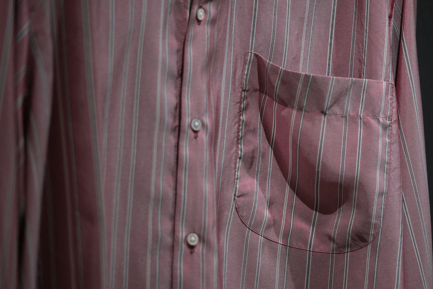 HEUGN/SHIRT137/ALF SILK Wine stripe