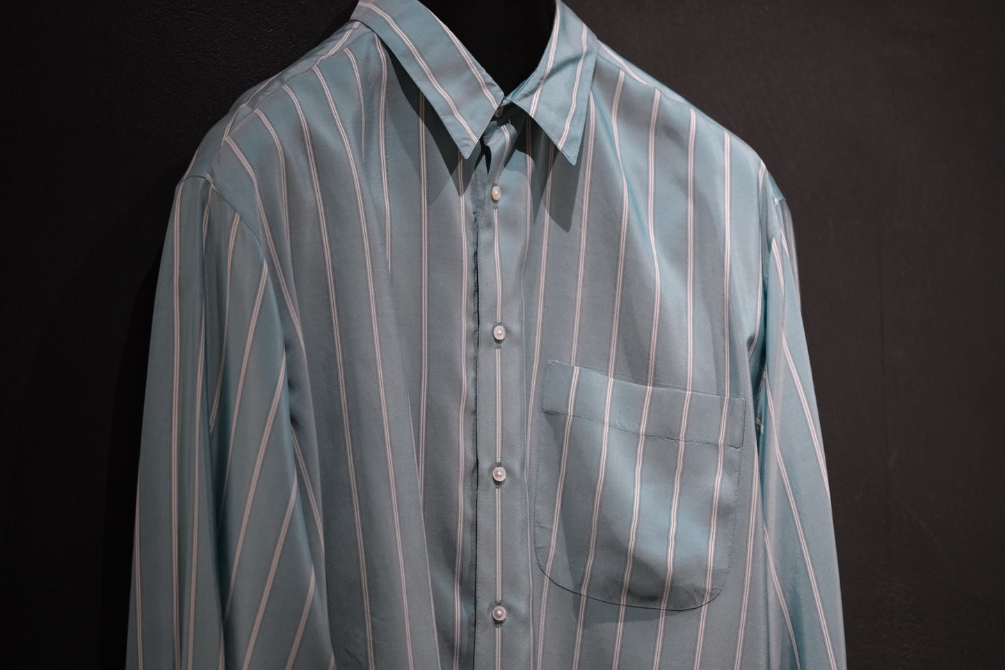 HEUGN/SHIRT138/ALF SILK Green stripe