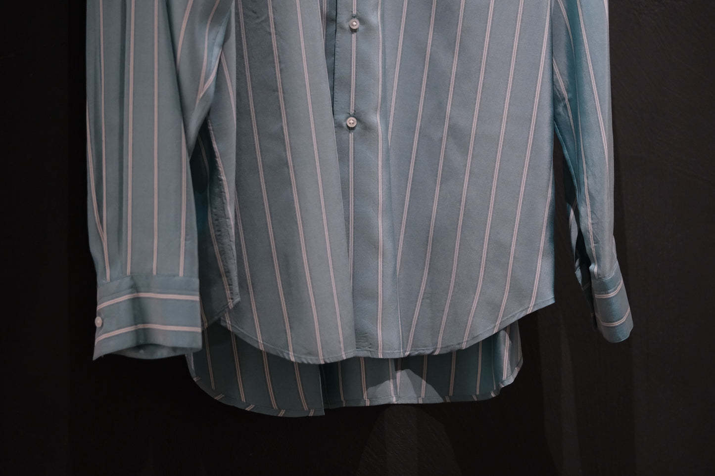 HEUGN/SHIRT138/ALF SILK Green stripe