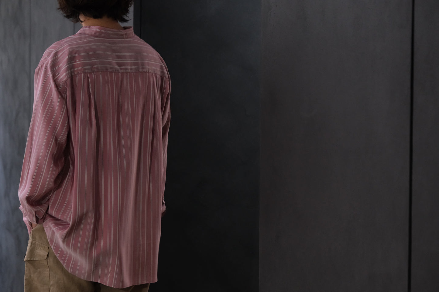 HEUGN/SHIRT137/ALF SILK Wine stripe