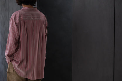 HEUGN/SHIRT137/ALF SILK Wine stripe