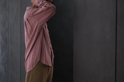 HEUGN/SHIRT137/ALF SILK Wine stripe