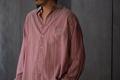 HEUGN/SHIRT137/ALF SILK Wine stripe