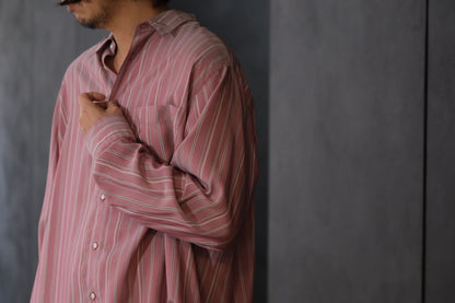 HEUGN/SHIRT137/ALF SILK Wine stripe