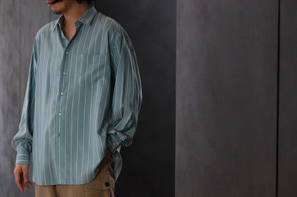 HEUGN/SHIRT138/ALF SILK Green stripe