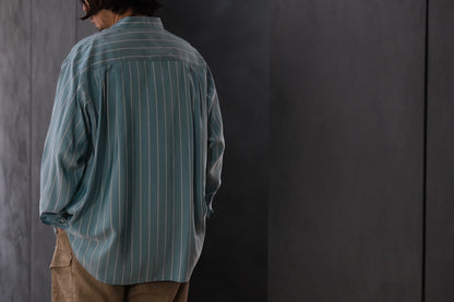 HEUGN/SHIRT138/ALF SILK Green stripe