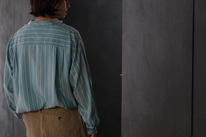HEUGN/SHIRT138/ALF SILK Green stripe