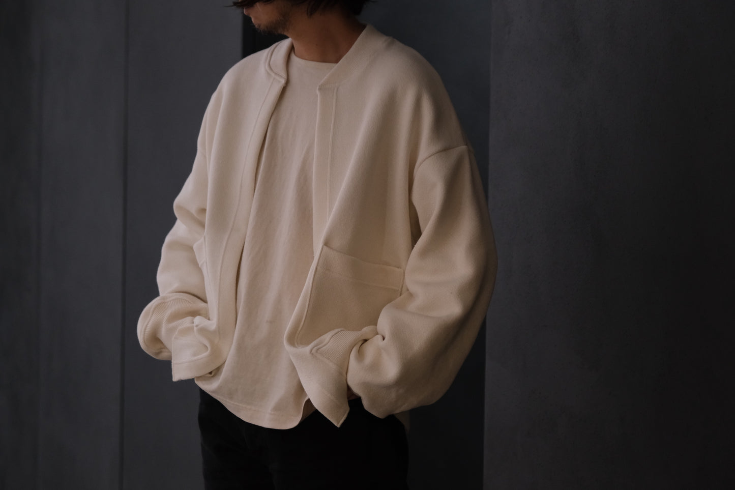 POSTELEGANT/ Hemp Cotton Knit Blouson / Off White
