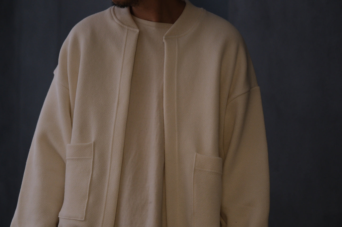 POSTELEGANT/ Hemp Cotton Knit Blouson / Off White