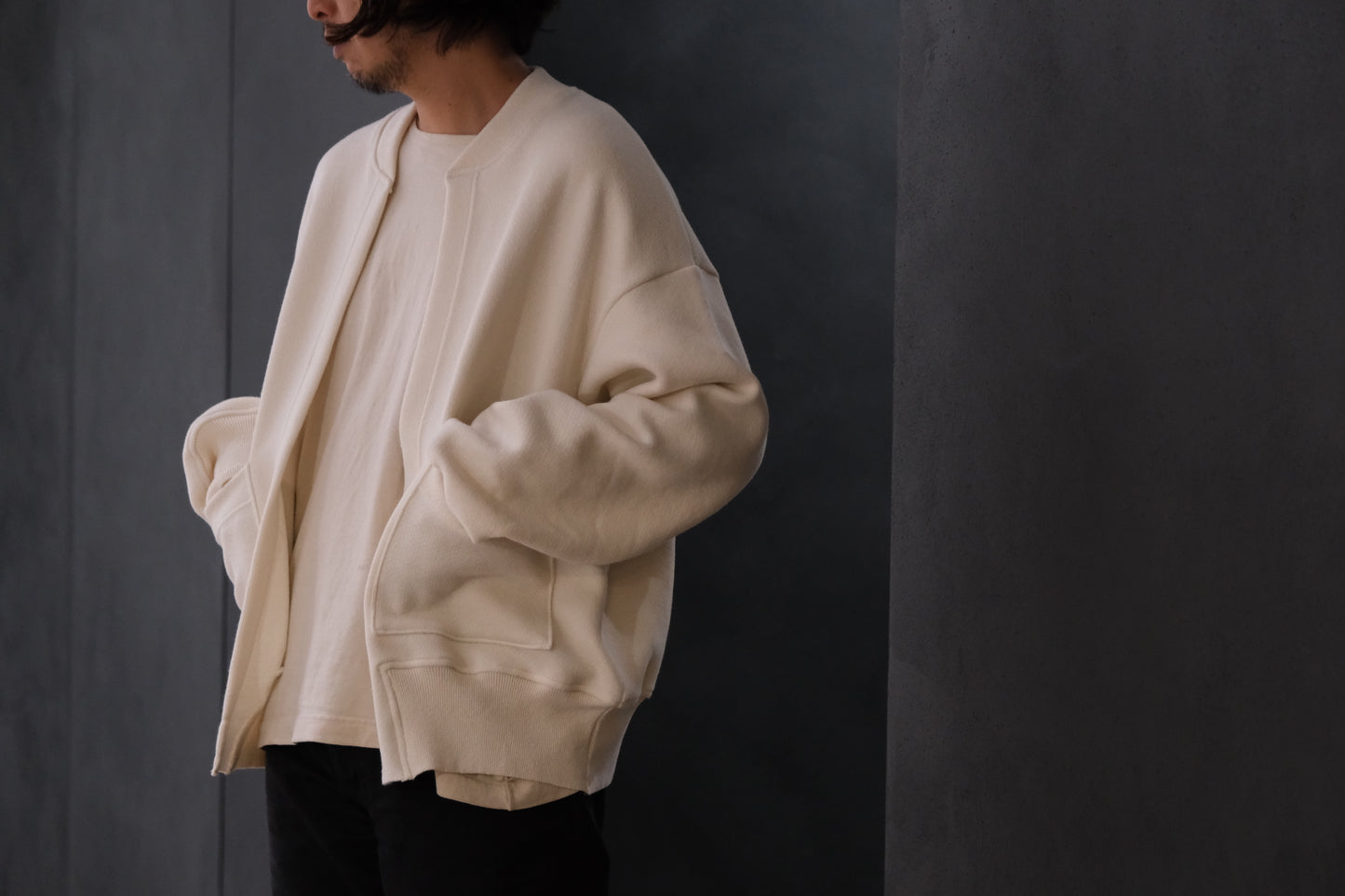 POSTELEGANT/ Hemp Cotton Knit Blouson / Off White