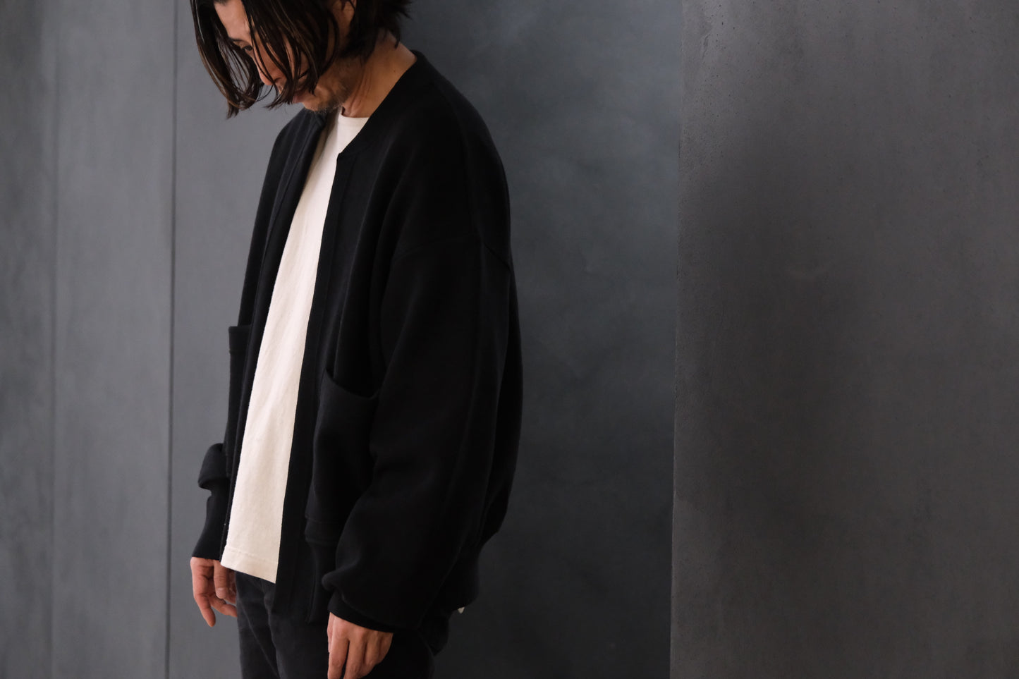 POSTELEGANT/ Hemp Cotton Knit Blouson / Black