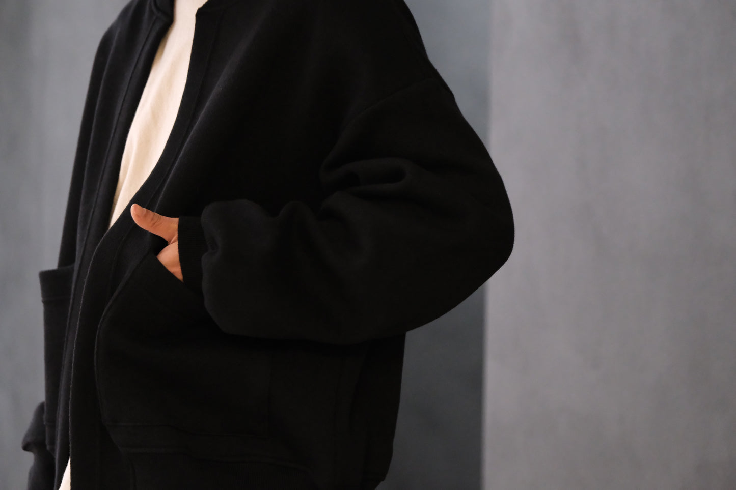 POSTELEGANT/ Hemp Cotton Knit Blouson / Black