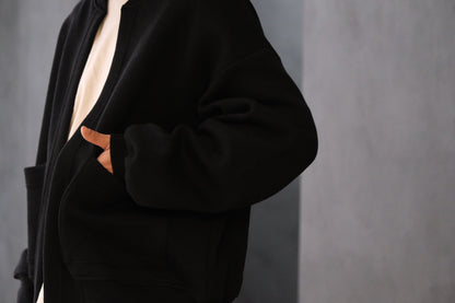 POSTELEGANT/ Hemp Cotton Knit Blouson / Black