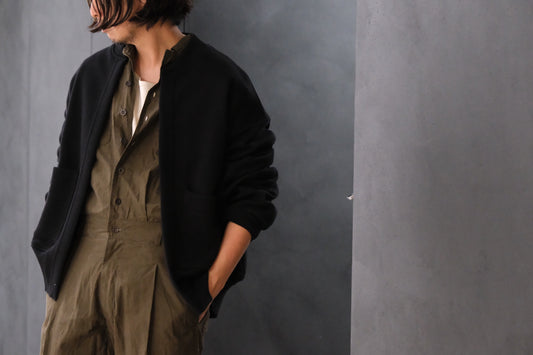 POSTELEGANT/ Hemp Cotton Knit Blouson / Black