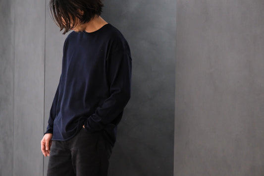 POSTELEGANT/ Cotton Silk Knit Pull-Over / Navy