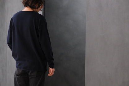 POSTELEGANT/ Cotton Silk Knit Pull-Over / Navy