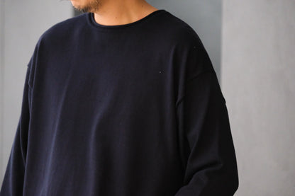 POSTELEGANT/ Cotton Silk Knit Pull-Over / Navy