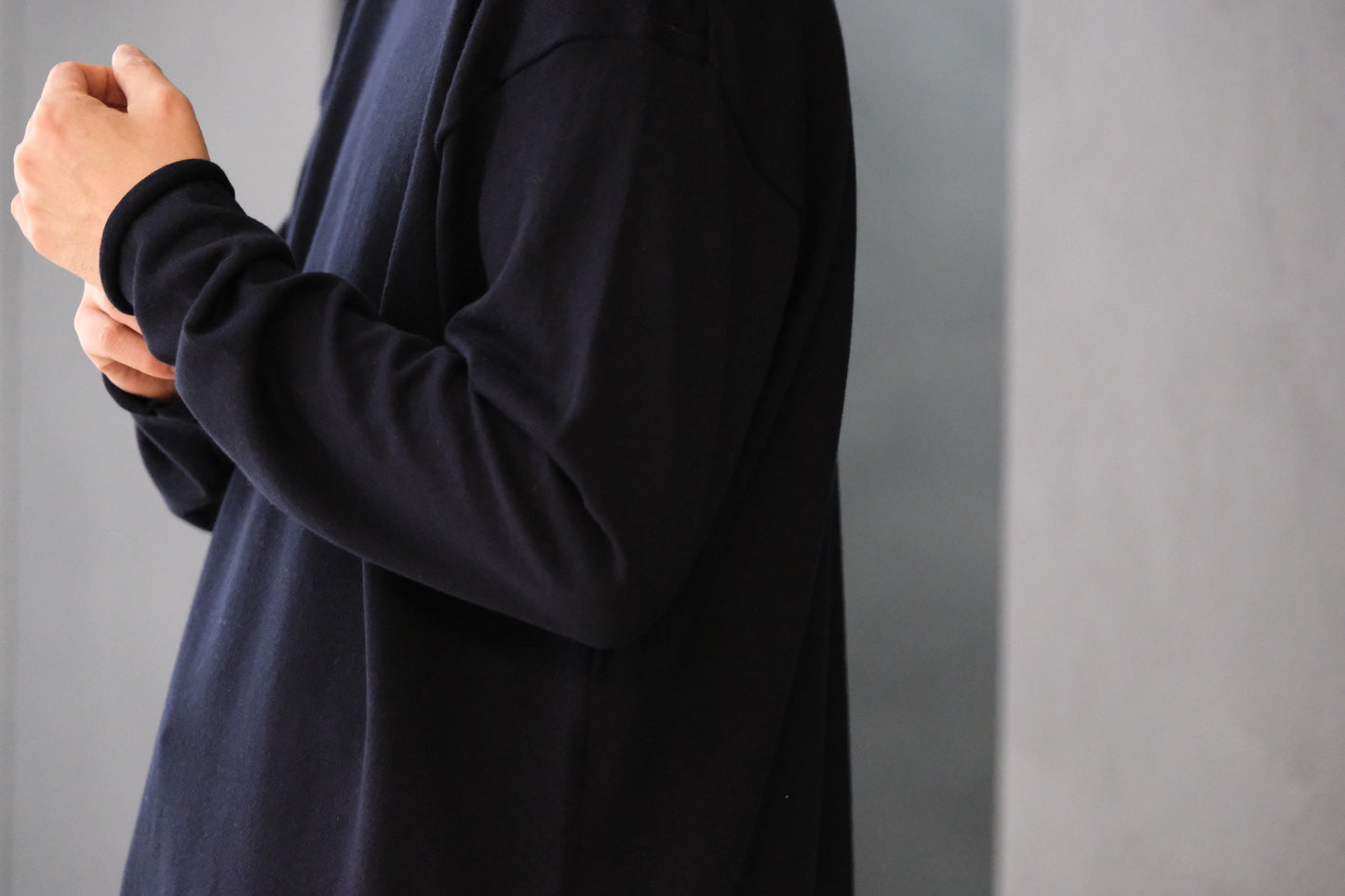 POSTELEGANT/ Cotton Silk Knit Pull-Over / Navy