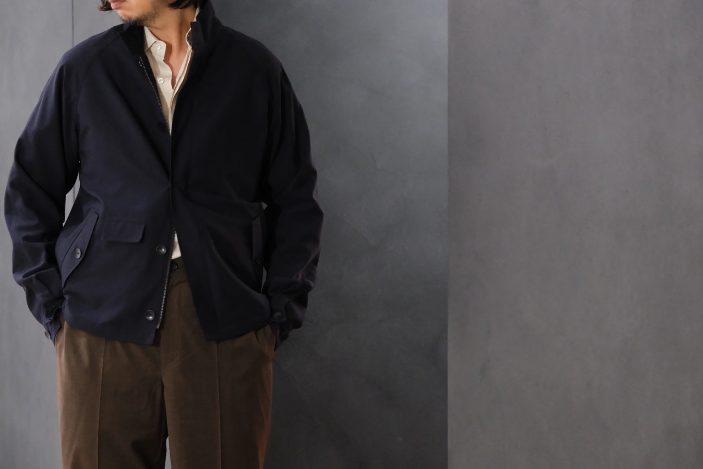 COHERENCE/GIANNI/Antique Wool Gabardine/D.NAVY