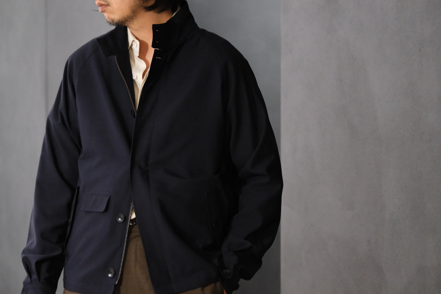 COHERENCE/GIANNI/Antique Wool Gabardine/D.NAVY