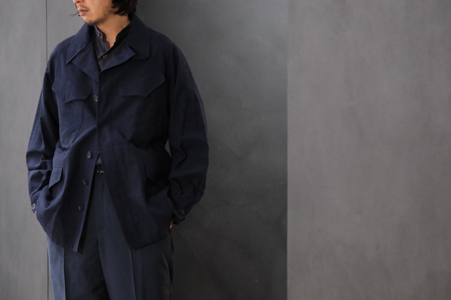 COHERENCE/ROBERT-P/Wool.Linen.Mohair Ripple/BLUE