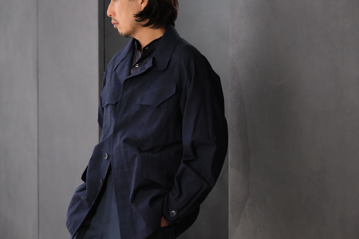 COHERENCE/ROBERT-P/Wool.Linen.Mohair Ripple/BLUE