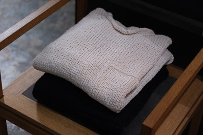 POSTELEGANT / Washi Paper Cotton Hand Knit Pull-Over / Ecru