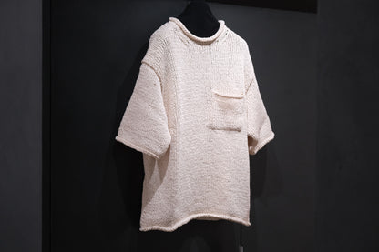 POSTELEGANT / Washi Paper Cotton Hand Knit Pull-Over / Ecru
