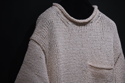 POSTELEGANT / Washi Paper Cotton Hand Knit Pull-Over / Ecru