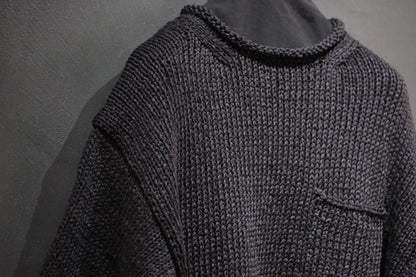 POSTELEGANT / Washi Paper Cotton Hand Knit Pull-Over / Black