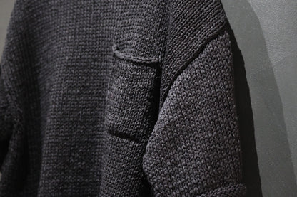 POSTELEGANT / Washi Paper Cotton Hand Knit Pull-Over / Black