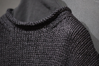 POSTELEGANT / Washi Paper Cotton Hand Knit Pull-Over / Black